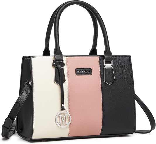Miss Lulu Blush Color Block Tote Bag