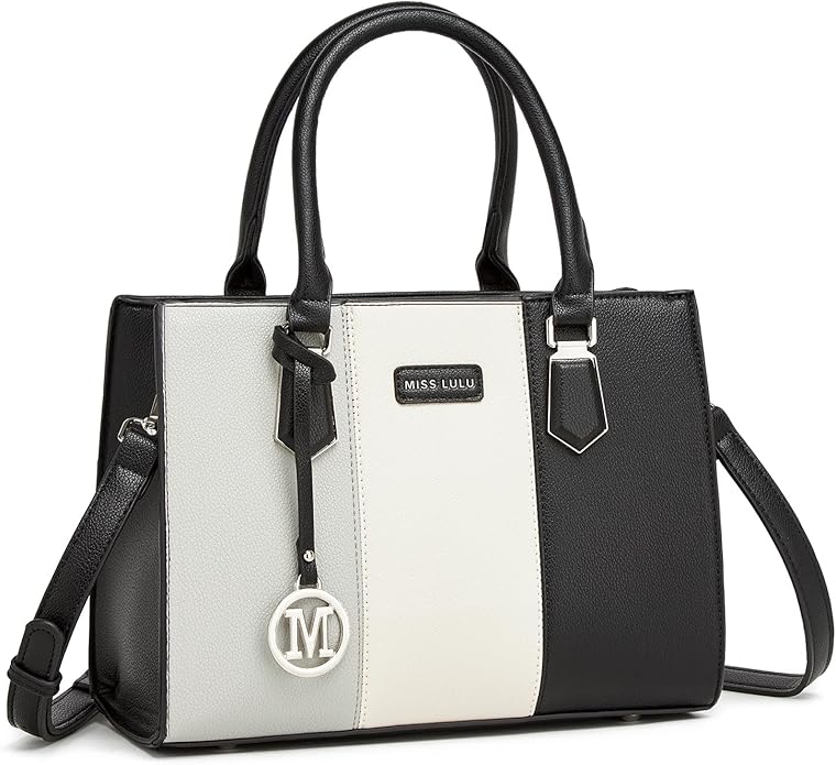 Miss Lulu Color Block Structured Tote Bag