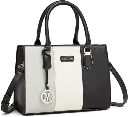 Miss Lulu Color Block Structured Tote Bag