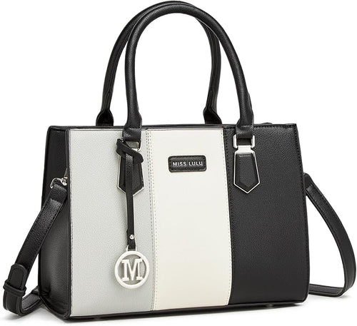 Miss Lulu Color Block Structured Tote Bag